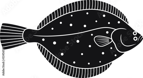 Olive flounder logo. Isolated flounder on white background photo