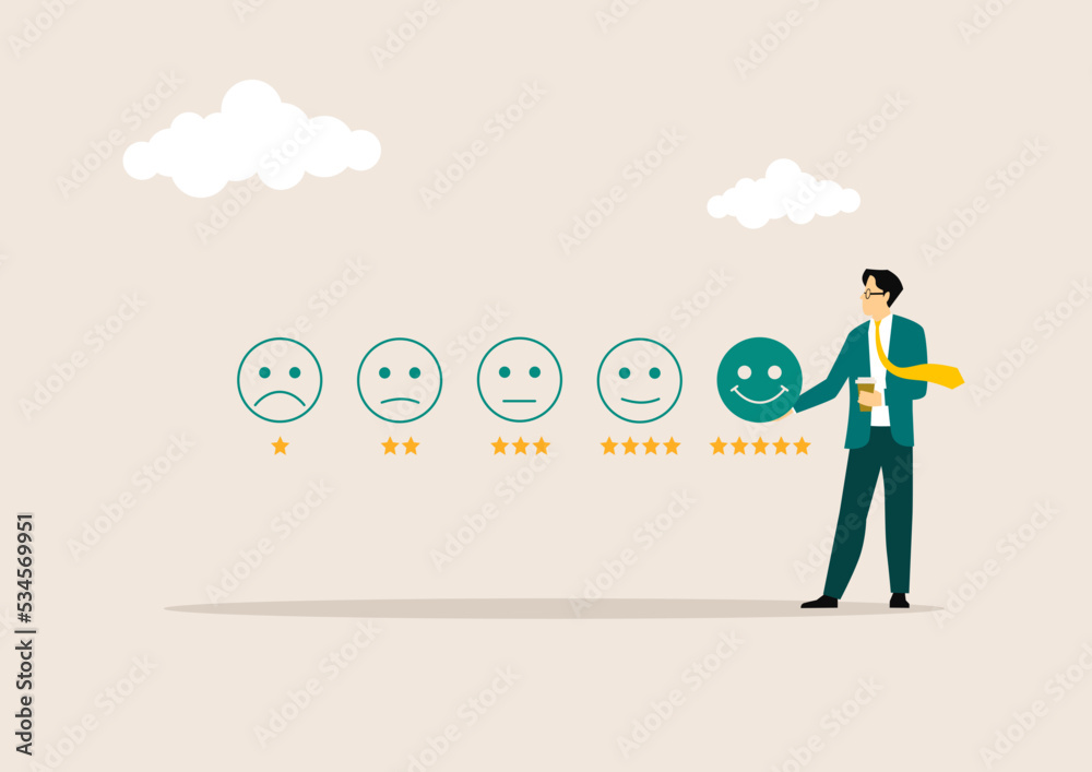 Users gives a ratings to service experience on online application for customer review satisfaction feedback survey vector illustration concept. Users gives a ratings to service experience on online application for customer review satisfaction feedback survey vector illustration concept.