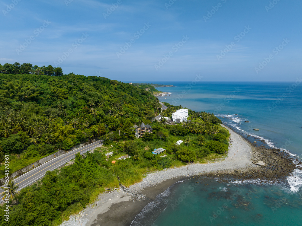 Aerial view of Taitung sea coast
