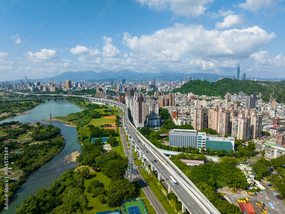 Top view of Taipei city downtown