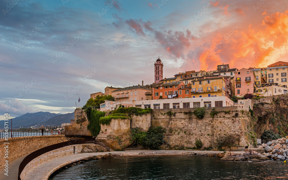 Bastia old city center at sunset, Corsica, France, Europe 