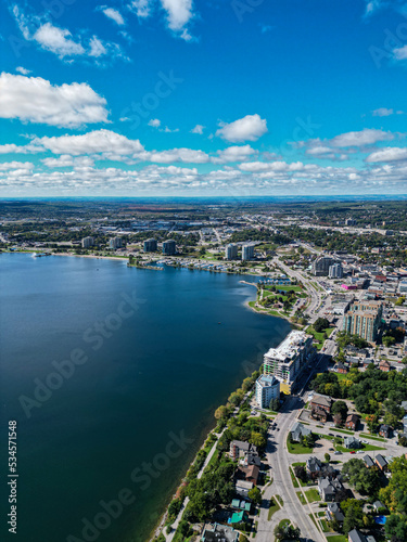 Down town barrie Drone views  Beginning of fall  blue skies and clouds  © contentzilla