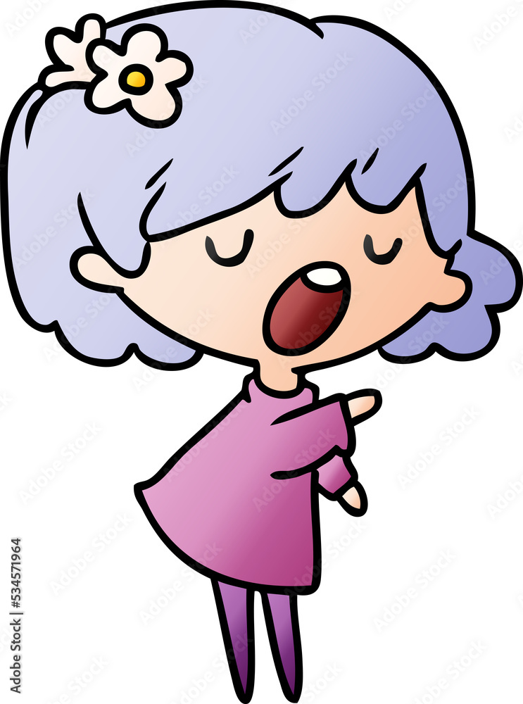 gradient cartoon illustration of a cute kawaii girl gradient cartoon illustration of a cute kawaii girl