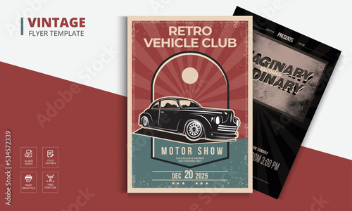 Vintage flyer template. Retro Food Advertisement Layout Design Template