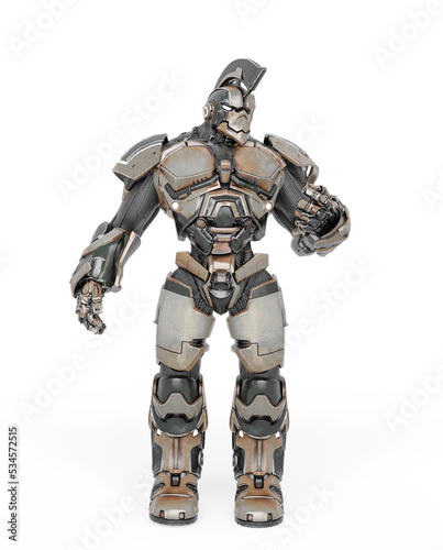 Fotografie war ready robot is standing up in a contraposto pose
