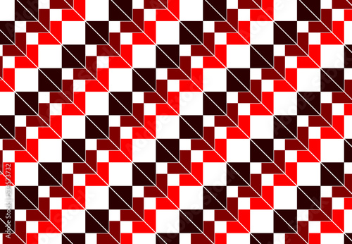 Geometric Pattern - Red, Vine, Crimson Squares - White Background.  Printing Texture Textile Banner Decor Wallpaper