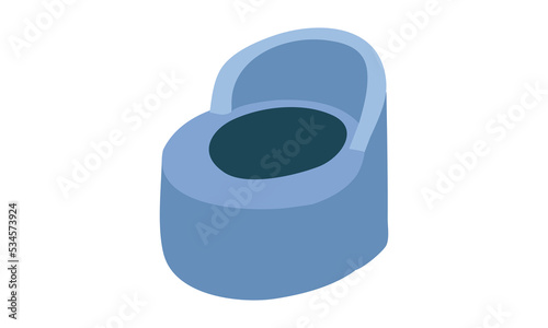 Baby potty clipart. Simple cute blue plastic potty for children flat vector illustration isolated on white. Plastic toilet pot for kids or children cartoon style icon. Children hygiene concept