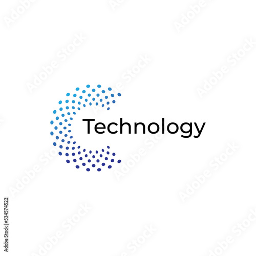 creative letter C technology logo design