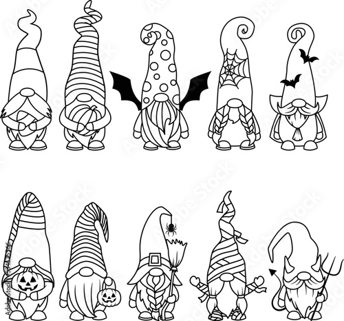 set of halloween gnomes