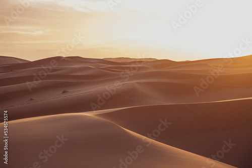 Dunas del desierto al atardecer. Desert dunes at sunset.