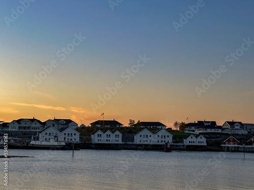 Evening atmosphere in Brønnøysund harbour, Norland county,Norway,Europe