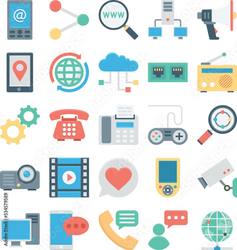 Network and Communication Colored Vector icons
