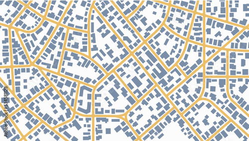 View from above the map buildings. Detailed view of city from above. City top view. Abstract background. Map navigation to own house. Flat style, Vector, illustration isolated.