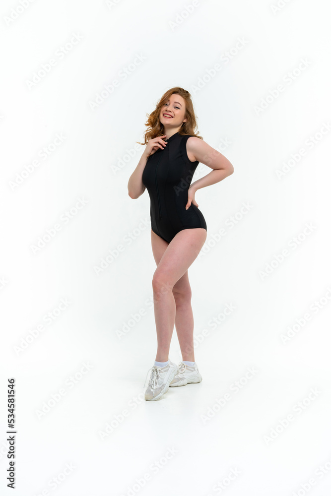 model size posing bodysuit on white background model size posing bodysuit on white background