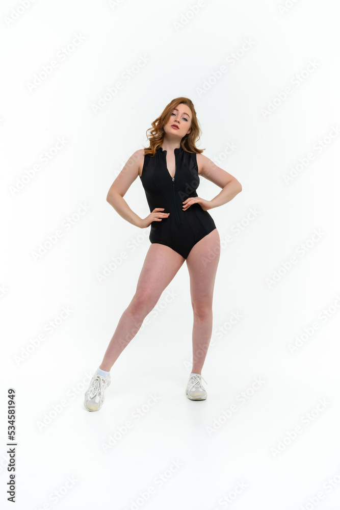 model size posing bodysuit on white background model size posing bodysuit on white background