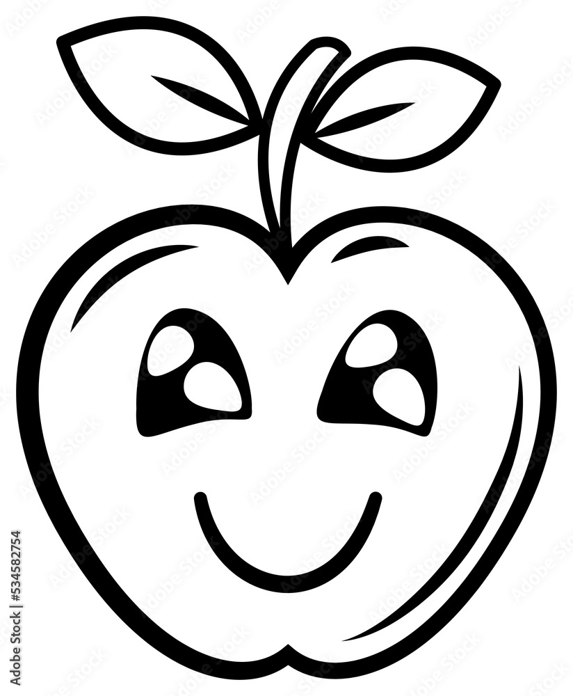 Apple emoji line art. PNG with transparent background Apple emoji line art. PNG with transparent background