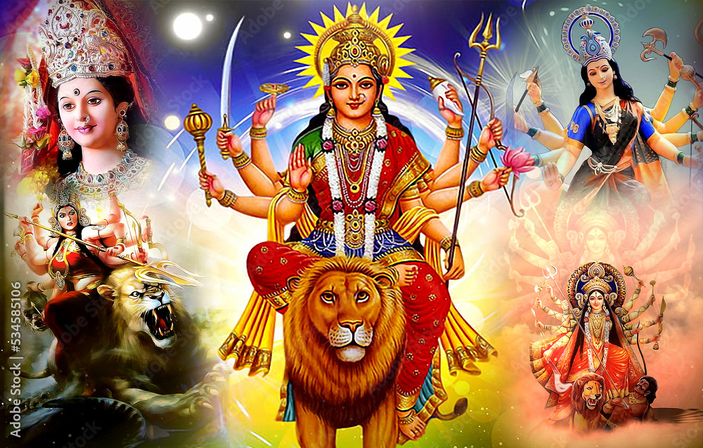 Mata rani maa Durga sherowali mata , jai mata di, devotional wallpaper  Stock Illustration | Adobe Stock