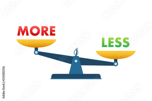 More and less balance on the scale. Balance on scale. Business Concept. vector illustration. photo