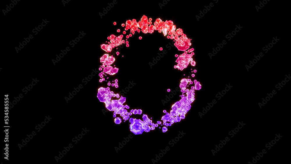 fancy fashion gemstones font, red and purple letter O, isolated - object 3D rendering fancy fashion gemstones font, red and purple letter O, isolated - object 3D rendering
