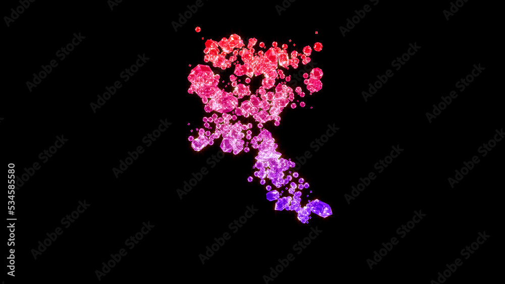 fancy fashion brilliants font, red and purple rupee sign, isolated - object 3D rendering