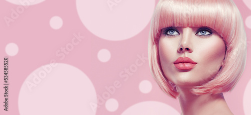 Tela Beauty Fashion Model Portrait pink hair color