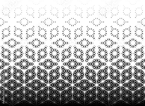 Geometric pattern of black figures on a white background.Seamless in one direction.Option with a AVERAGE fade out.Ray method.Additional diamond-shaped grille