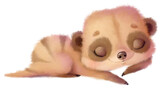 Transparent illustration of a cute cartoon meerkat sleeping. Cute animals png
