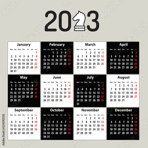 Chess calendar for 2023
