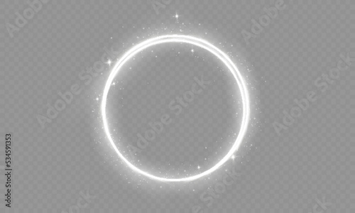 Glowing trail effect on transparent background. Modern magical magic circle with runes.Fire portal.Decor elements for a magic doctor, shaman, medium.