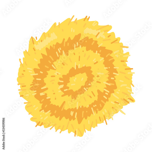 Agricultural haycock in cartoon flat style, rural hay rolled stack, dried farm haystack. Vector illustration of fodder straw
