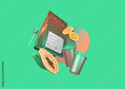 Fotografie Realistic food bags isolated on white background