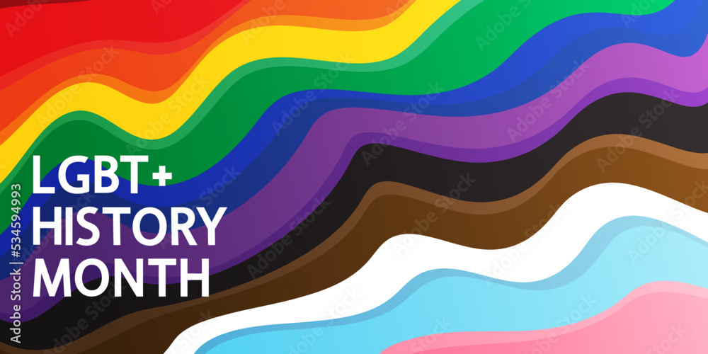 LGBT+ History Month modern vector concept. Freedom rainbow flag and text. Stock Vector Adobe Stock