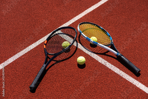 Tennis rackets, Tennis Ball, Backgrounds. © Angelov