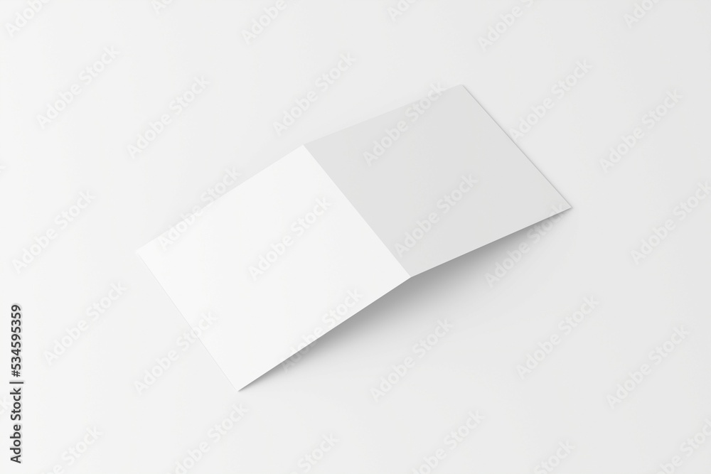 Square Folded Invitation Card With Envelope White Blank 3D Rendering Mockup Square Folded Invitation Card With Envelope White Blank 3D Rendering Mockup