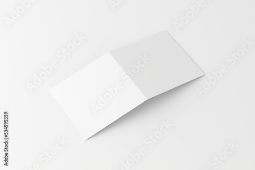 Square Folded Invitation Card With Envelope White Blank 3D Rendering Mockup © Threedy Artist