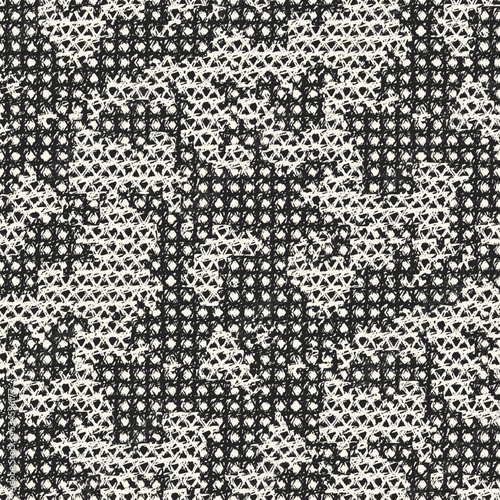 Monochrome Irregularly Woven Textured Camouflage Pattern