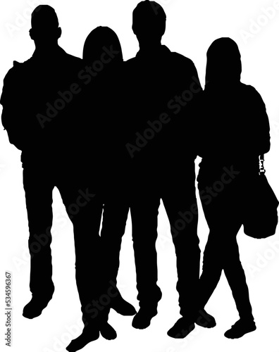 College students silhouette standing vector