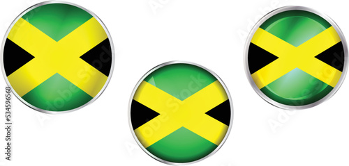 Round national flag pin of Jamaica.Circular vector flag of Jamaica