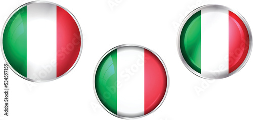 Round national flag pin of Italy.Circular vector flag of Italy