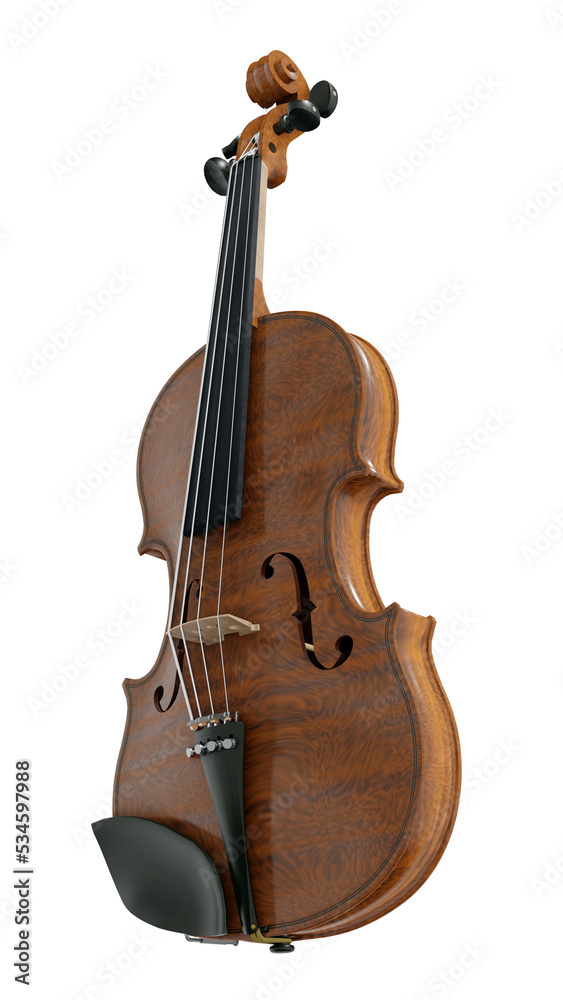 Naklejka premium classical violin on a white background. 3d rendering.
