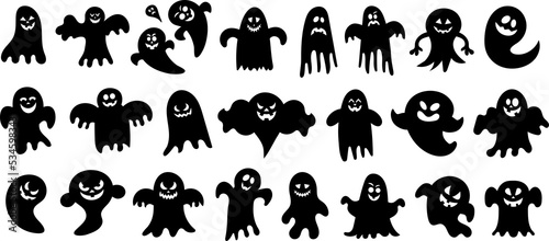 Set of Halloween ghost silhouettes 