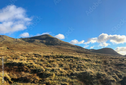 landscape in the Mweelrea massif in Mayo county, Connacht, Ireland in autumn