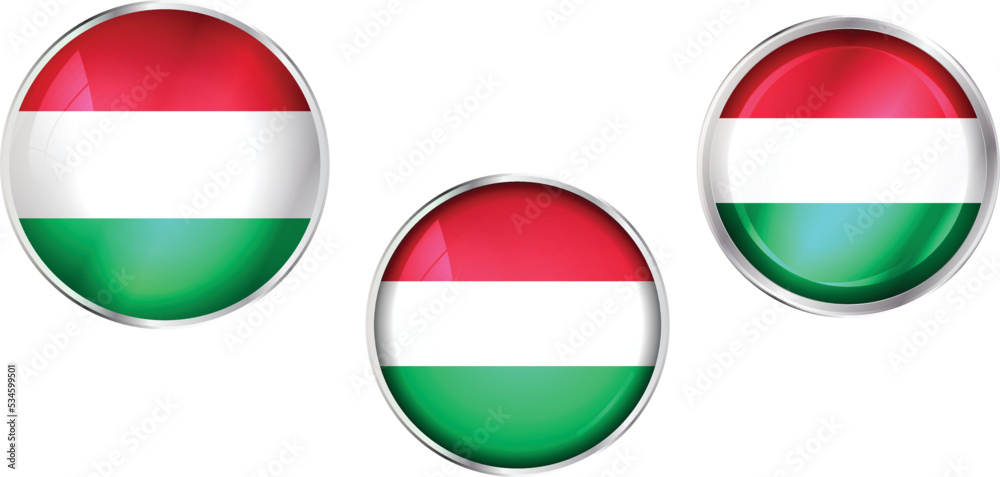 Round national flag pin of Hungary.Circular vector flag of Hungary Round national flag pin of Hungary.Circular vector flag of Hungary