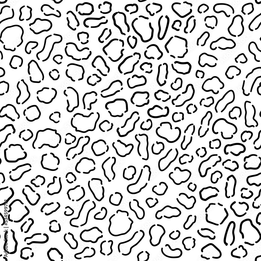 Vector seamless pattern with leopard skin. Black and white leopard spots. Monochrome leather wallpaper. Safari animals skin. Exotic clothes printing or wallpaper texture vector. Predators Camouflage.