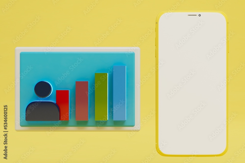 online presentation of the growth chart. copy paste, copy space. 3D render online presentation of the growth chart. copy paste, copy space. 3D render