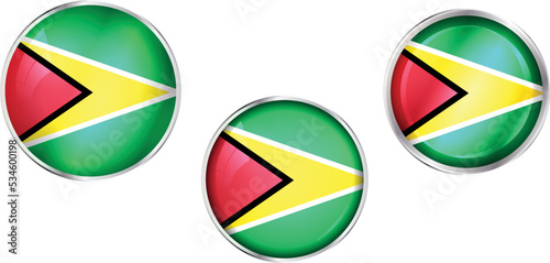 Free Download Round national flag pin of Guyana.Circular vector flag of Guyana - GFXLoad
