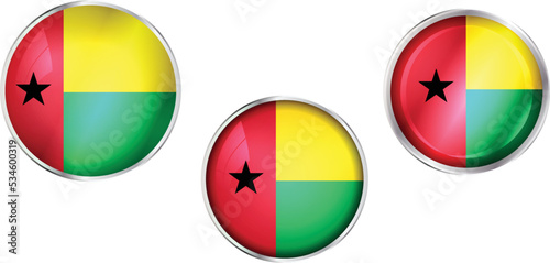 Free Download Round national flag pin of Guinea Bissau.Circular vector flag of Guinea Bissau - GFXLoad