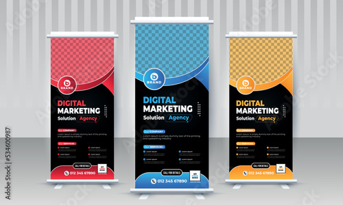 Creative modern Corporate business standee x rollup pullup signage retractable banner design vector template
