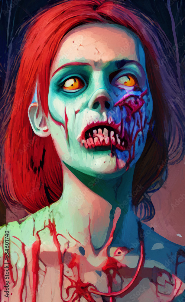 Scary Face / Horror / Digital painting / digital art / Halloween / 5x7 art  print