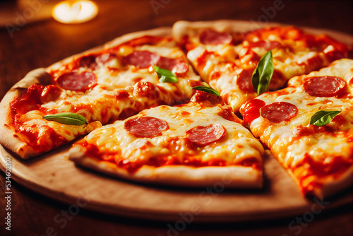 Leckere Pizza Margherita mit Basilikum